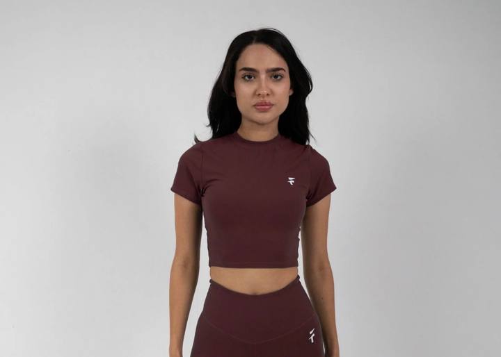 Ultra Soft Essential Crop Top - Deep Burgundy