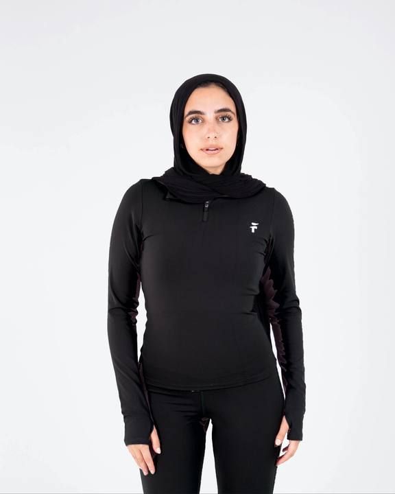 Ultra Soft Essential Zip-Up Longline Top - Black