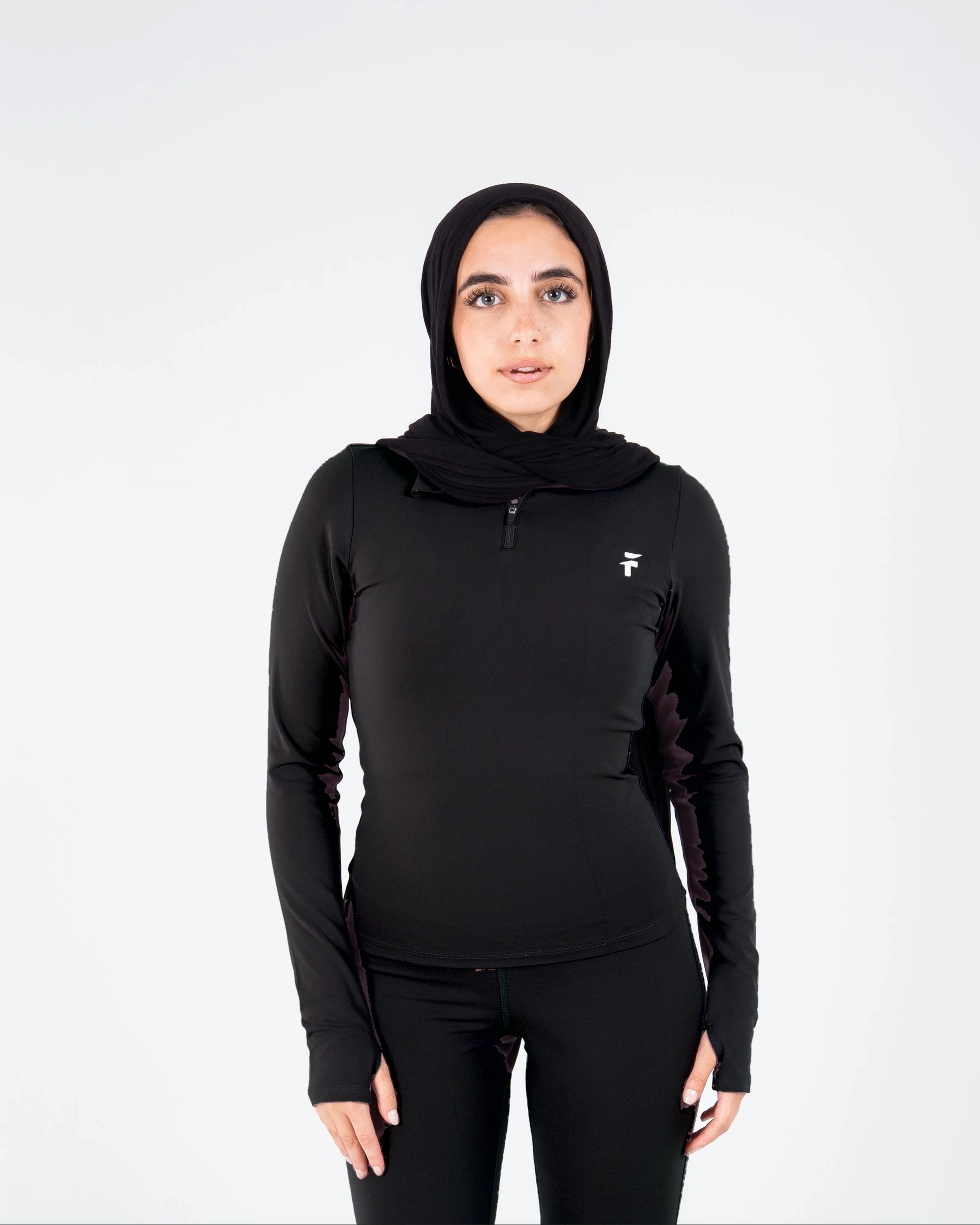 Ultra Soft Essential Zip-Up Body Fit Top - Black