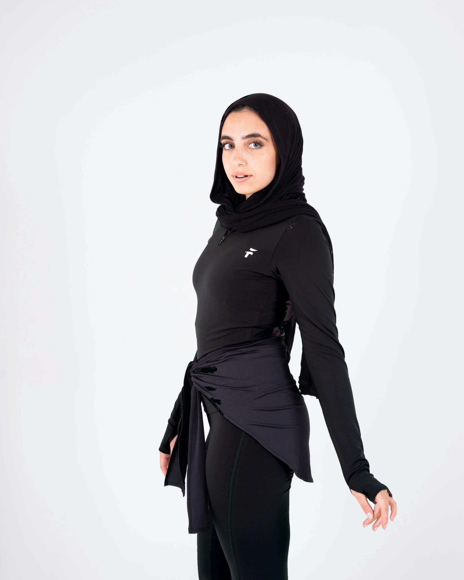 Ultra Soft Essential Zip-Up Body Fit Top - Black
