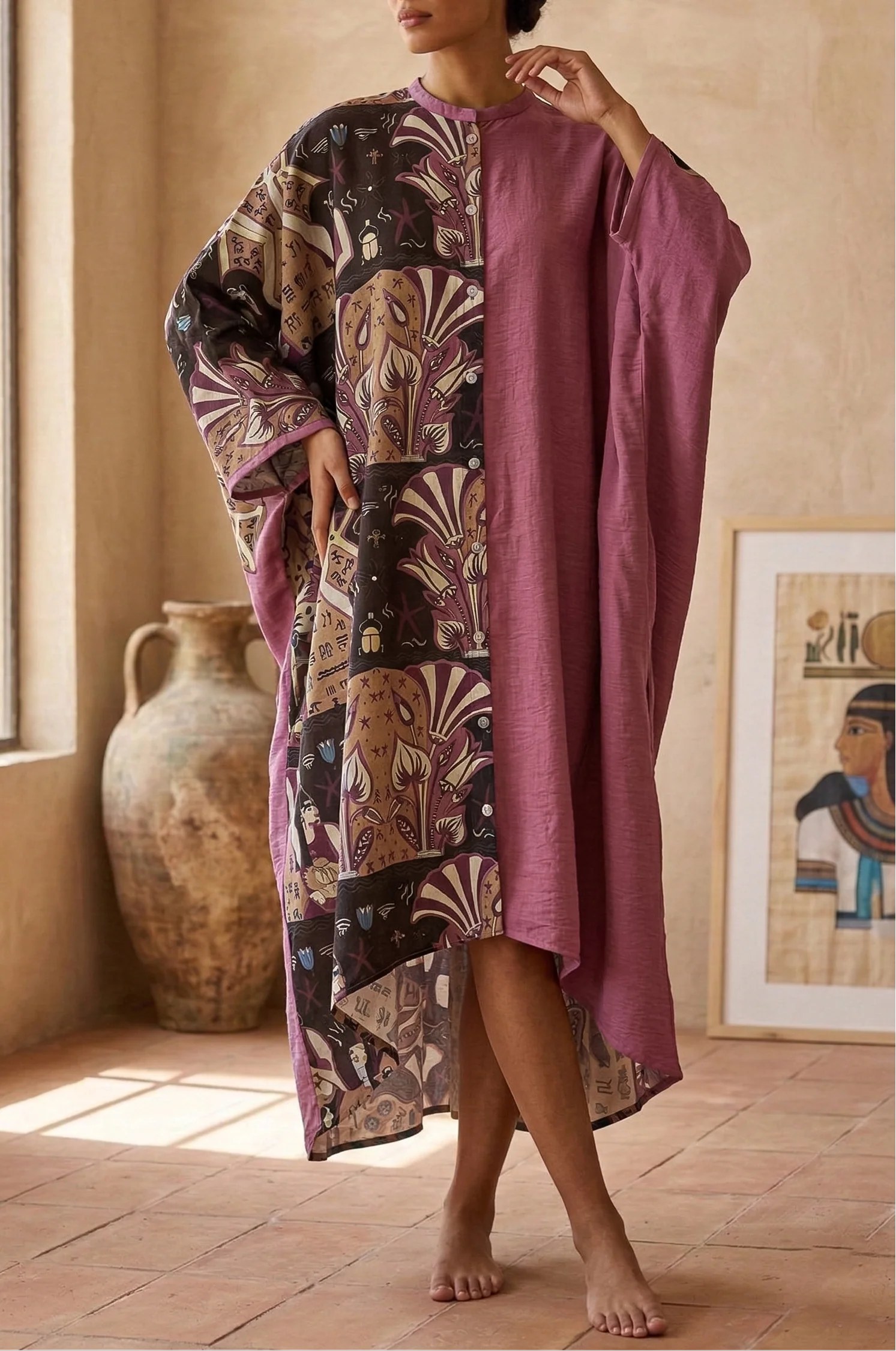 Throne of isis mauve half & half long shirt