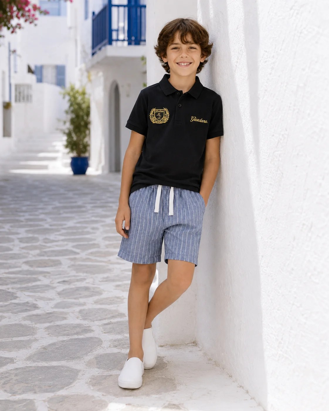 Boys’ Embroidered Short-Sleeve Polo Shirt