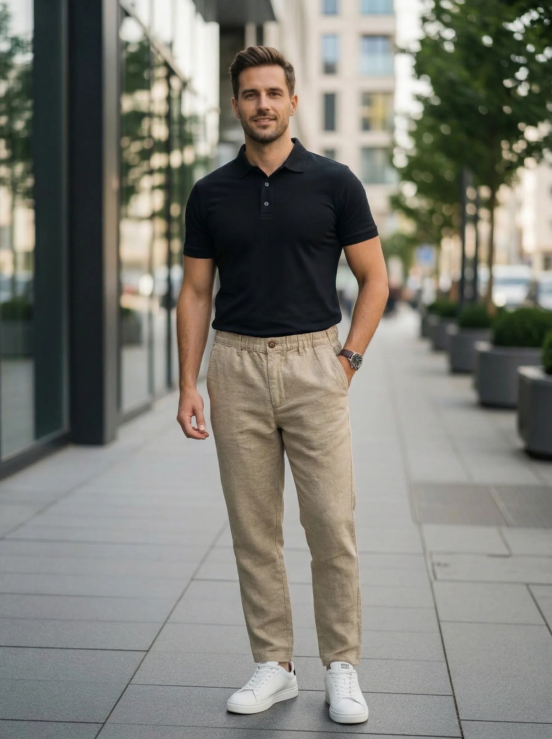 Men’s Elastic Waist Casual Linen Pants