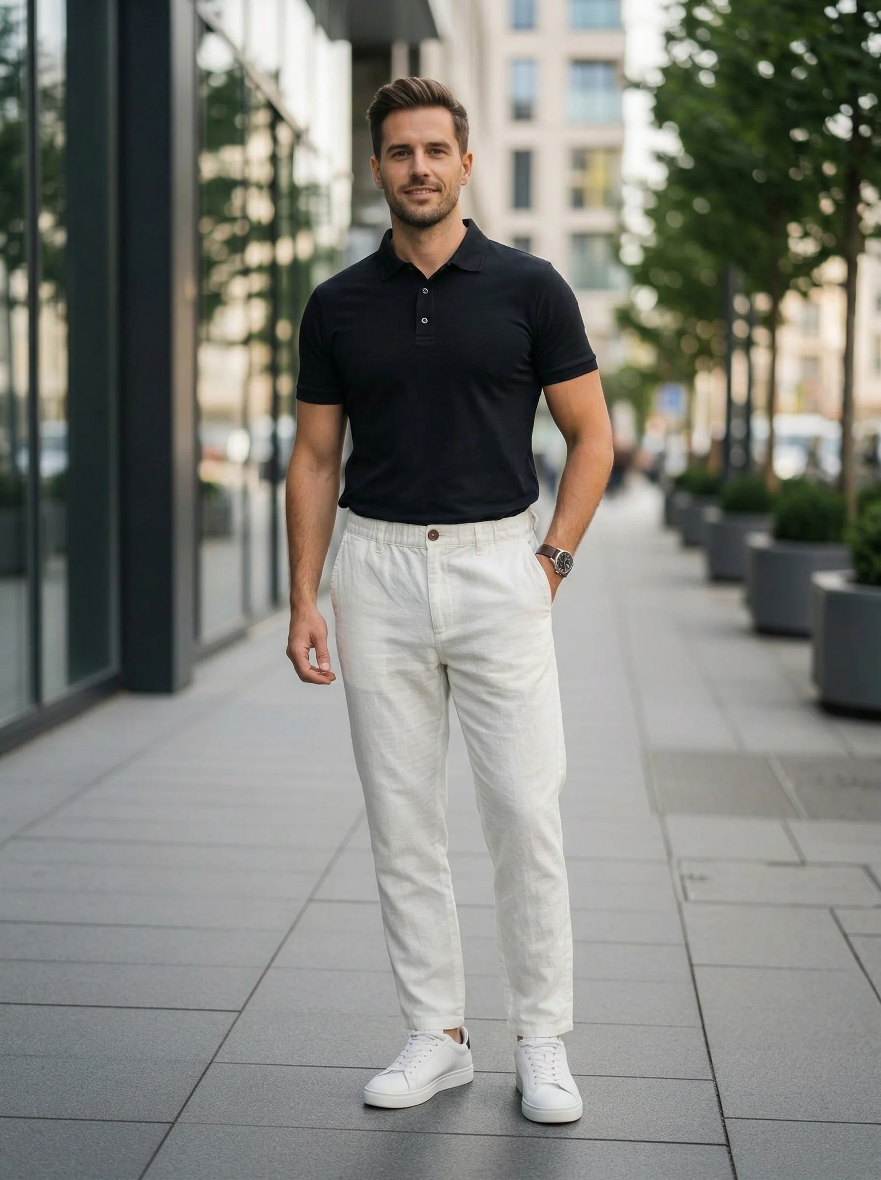 Men’s Elastic Waist Casual Linen Pants
