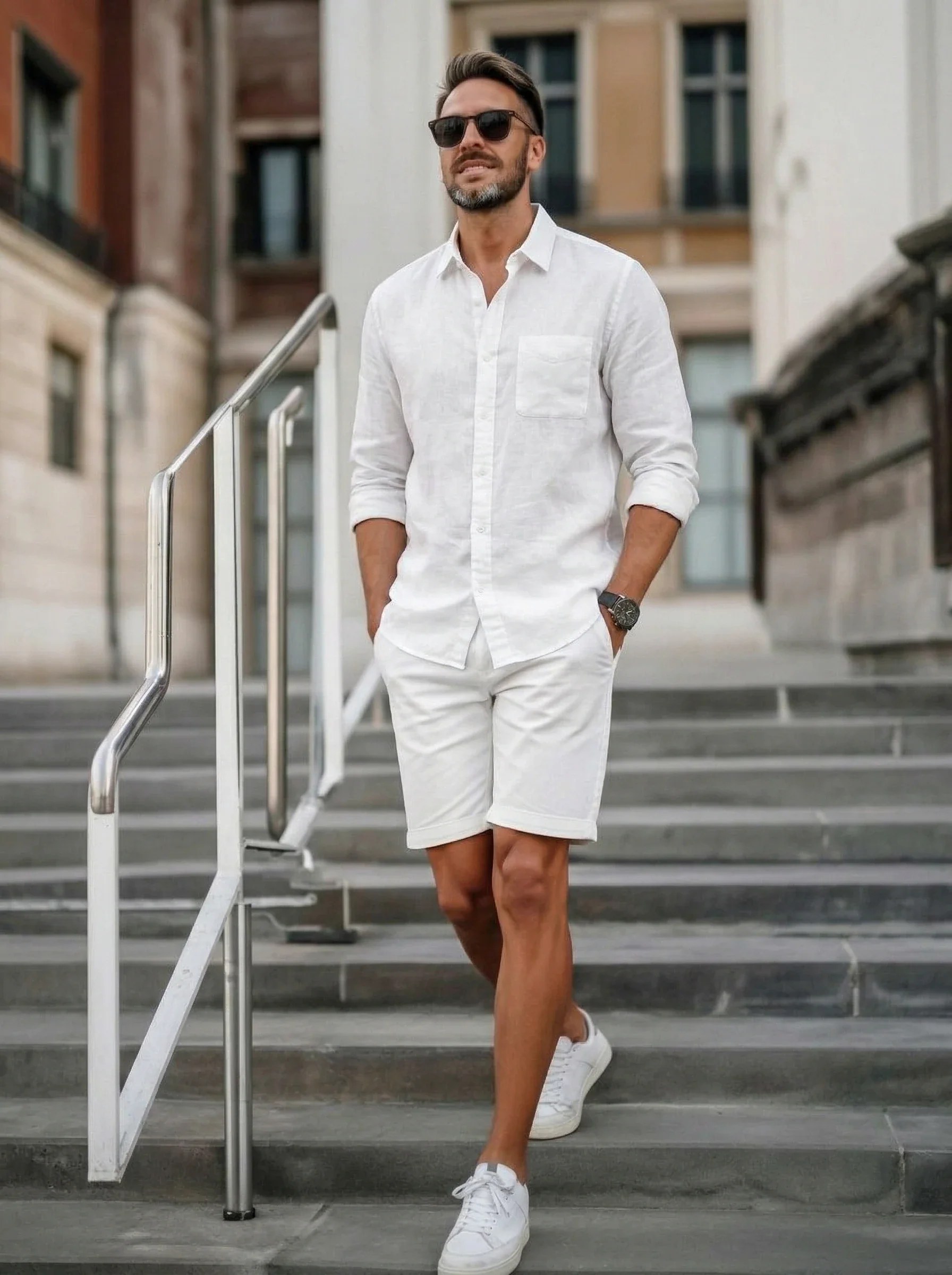 Men’s Slim Fit Casual Linen Shirt