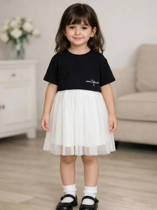 Girls Mixed Fabric Tulle Dress