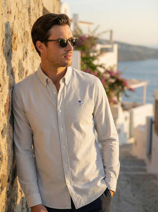 Men’s Sim Fit Striped Button-Down Shirt