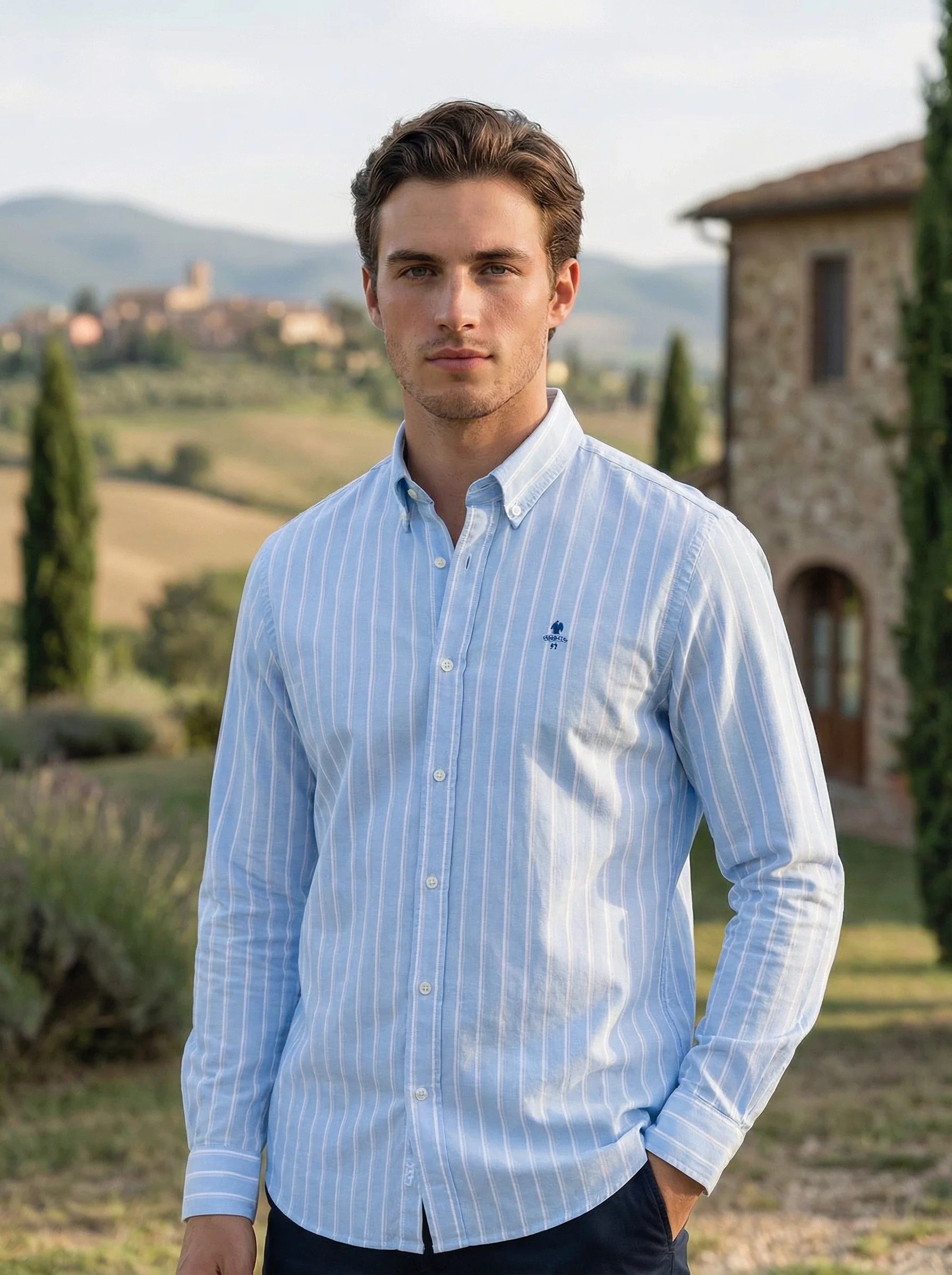 Men’s Sim Fit Striped Button-Down Shirt