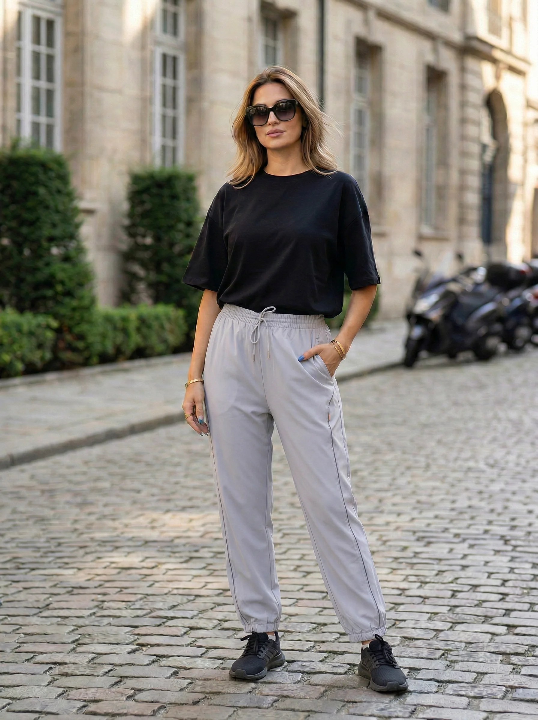 Elastic Drawstring Tapered Pants