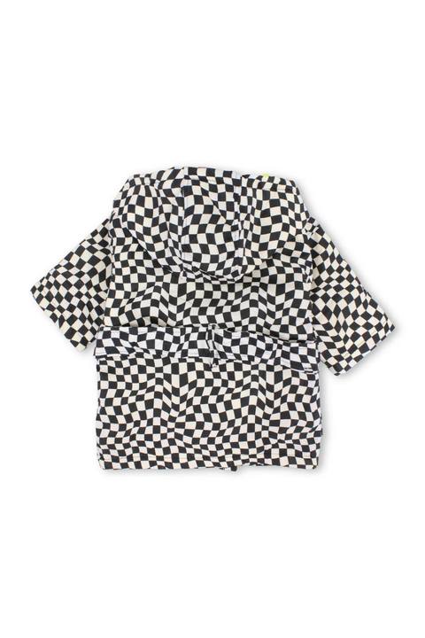 baby boys waterproof swim robe – black & white checkered