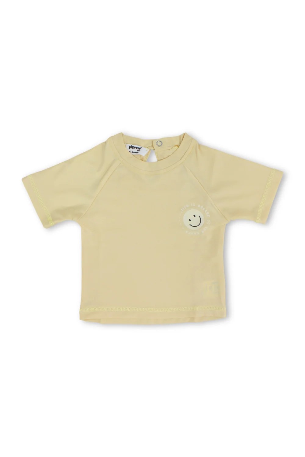 baby boys rash guard – beige with smiley face print