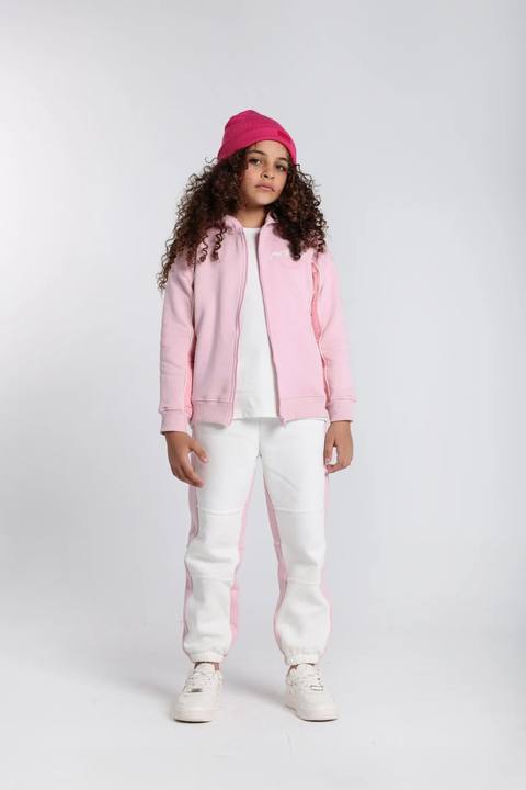 girls cotton hoodie – pink with “join the fun“ print