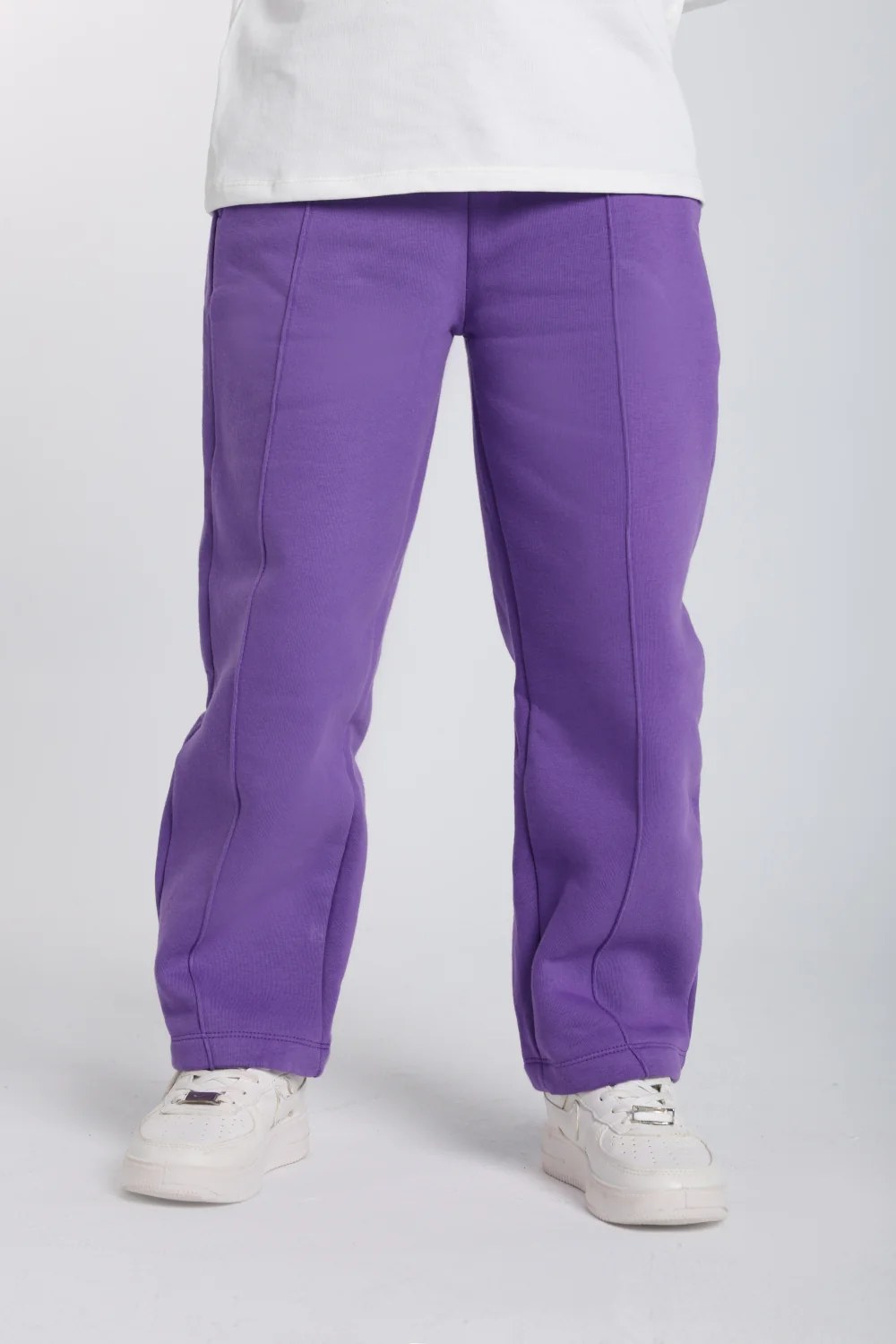 unisex barrel fit fleeced sweatpants – purple