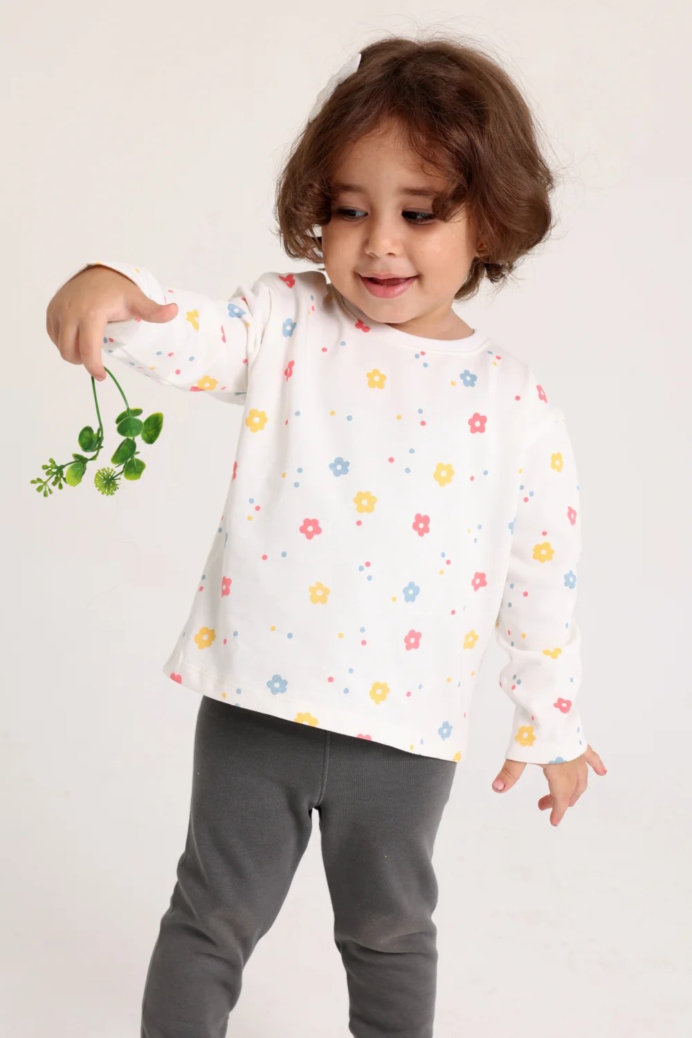 baby girls cotton t-shirt offwhite with flowers print