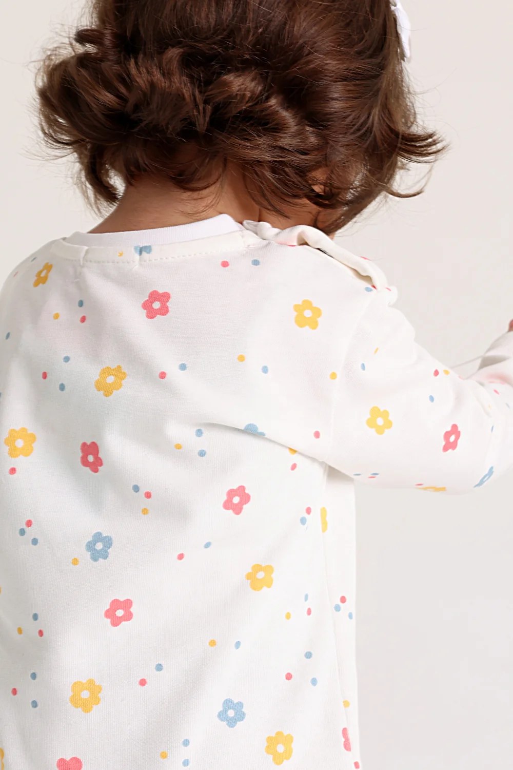 baby girls cotton t-shirt offwhite with flowers print
