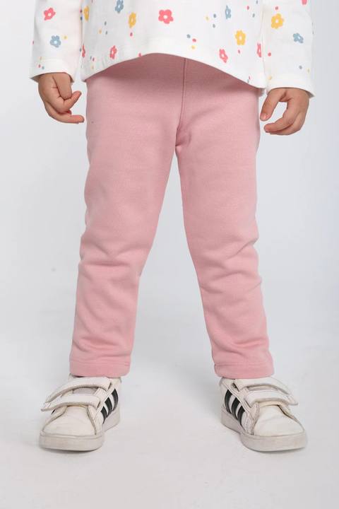 baby girls interlock fur leggings – dusty pink