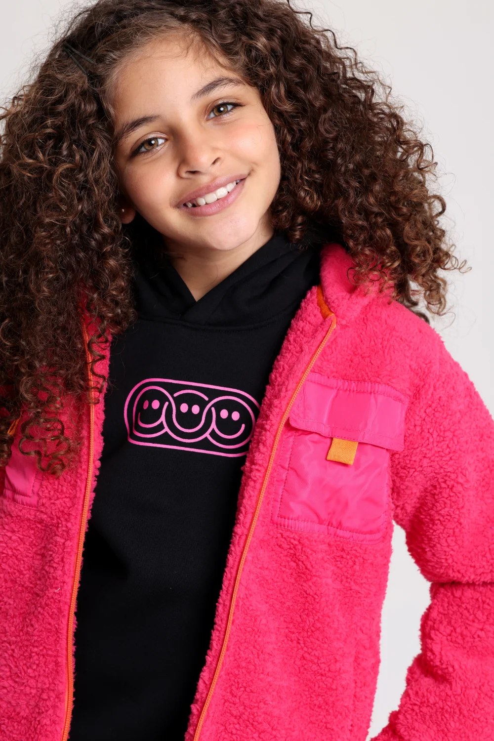 girls fleeced teddy jacket – fuchsia