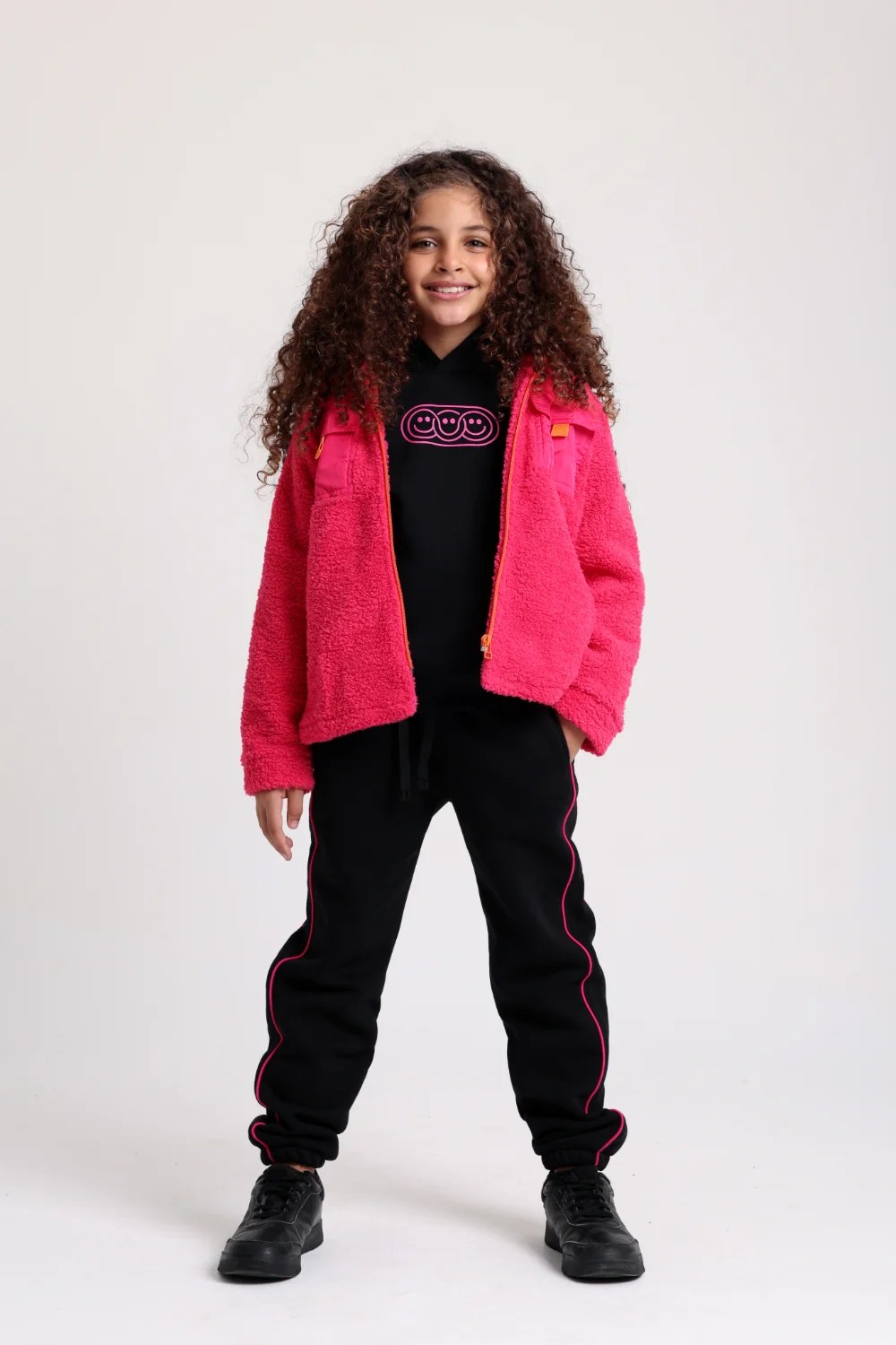 girls fleeced teddy jacket – fuchsia
