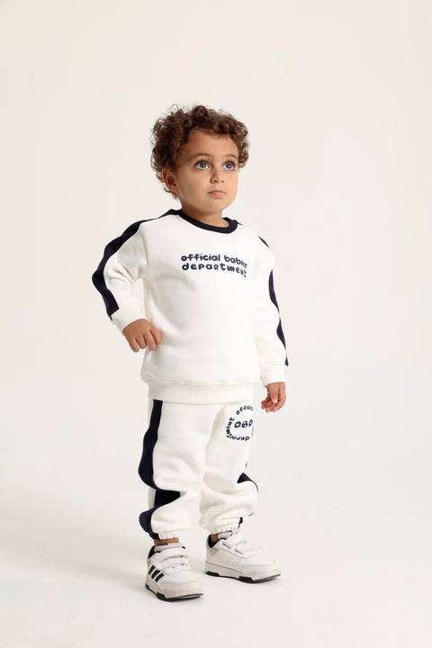 baby boys cotton outfit set – offwhite with “official“ design