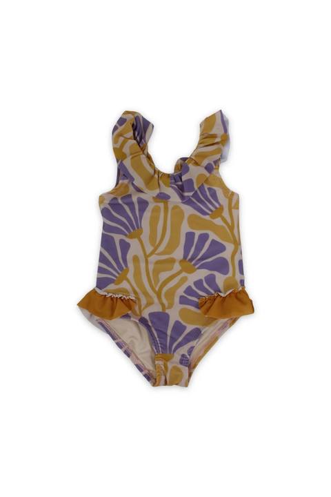 baby girls one-piece swimsuit printed orange & purple