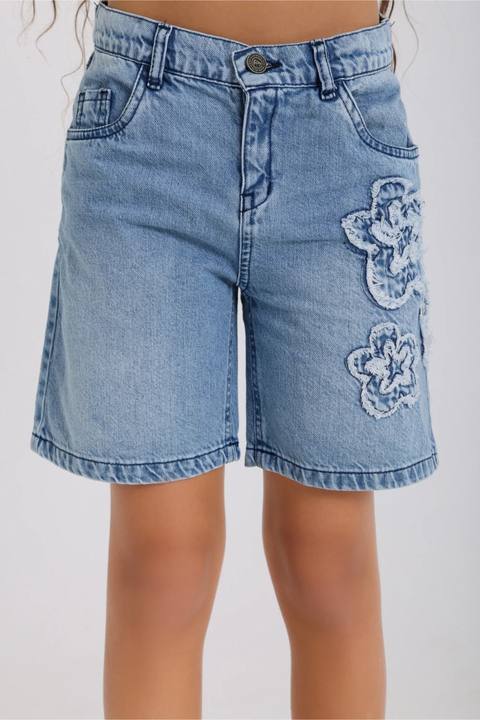 girls denim shorts – flowers embroidery