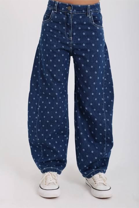 girls denim pants – floral print