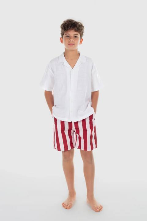 boys swimsuit short – marron & white