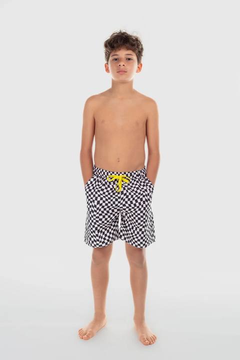 boys swimsuit short – black & white squares