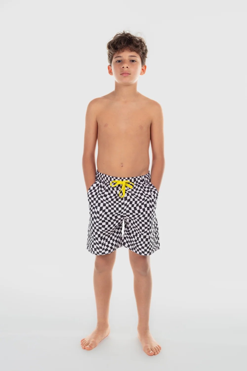 boys swimsuit short – black & white squares