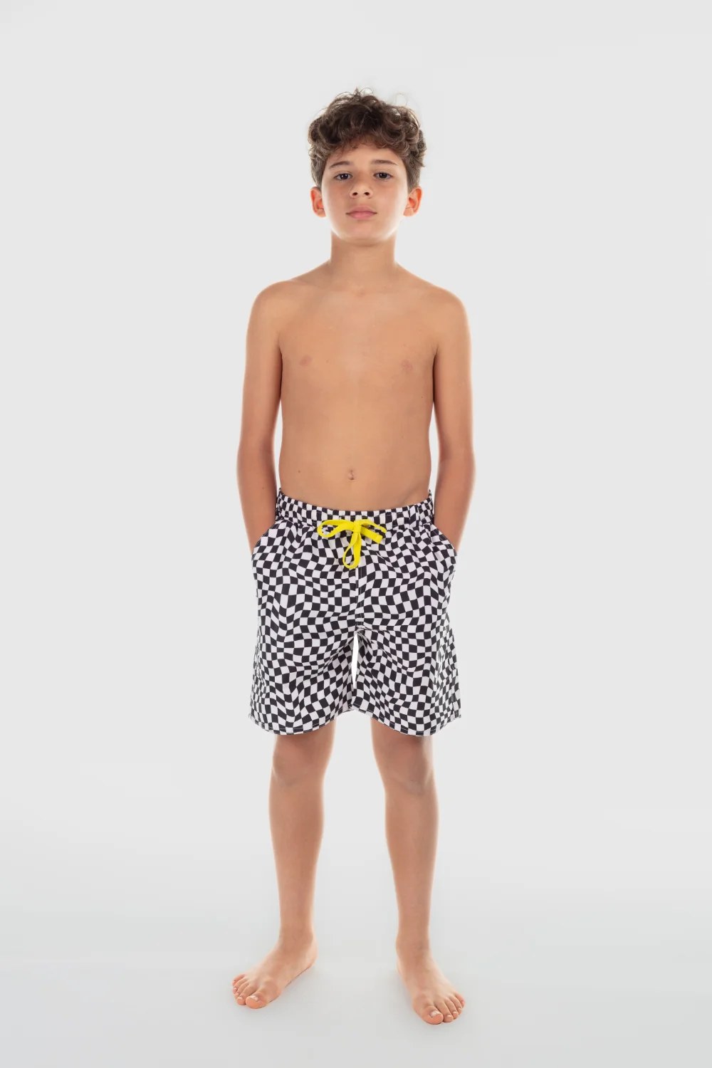 boys swimsuit short – black & white squares