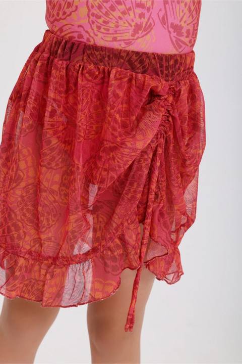 girls tulle beach cover-up – maroon printed