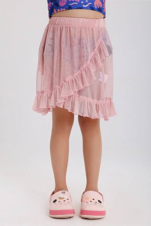 girls tulle beach cover-up – fuchsia