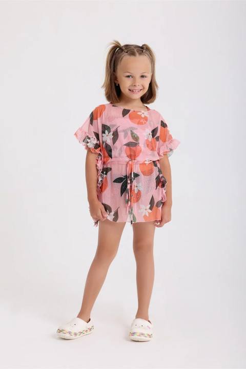 girls tulle beach cover-up – pink printed