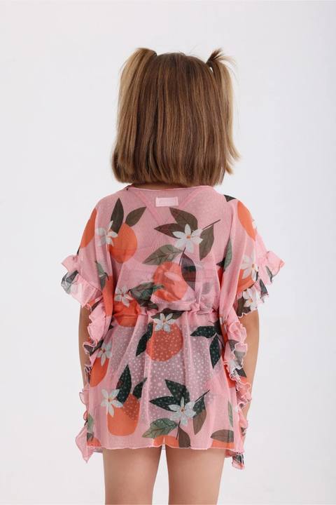 girls tulle beach cover-up – pink printed
