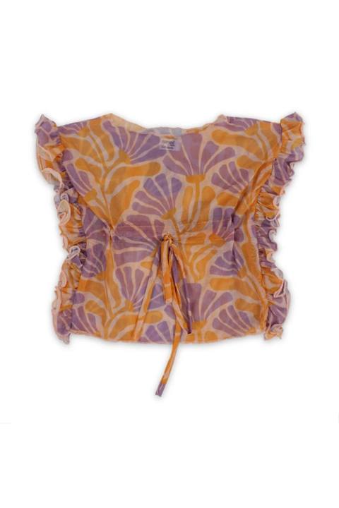 baby girls tulle beach cover-up – salmon printed