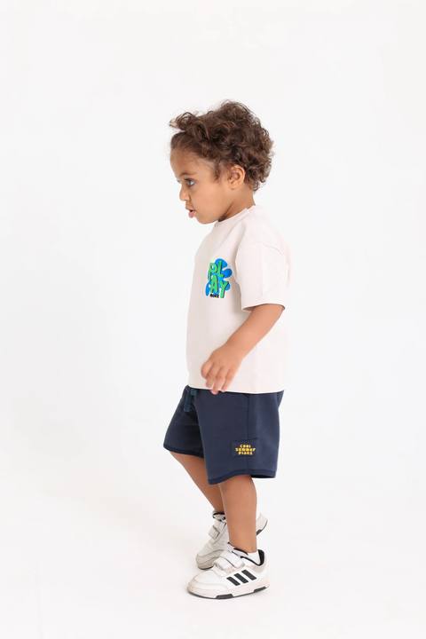 baby boys cotton t-shirt – beige with "play more" print