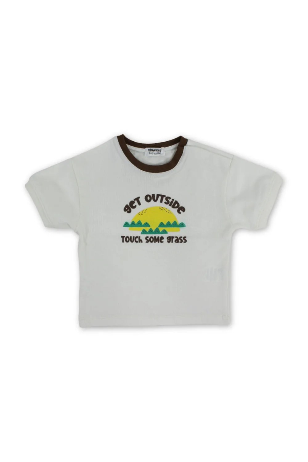 baby boys cotton t-shirt – offwhite with "get outside" print