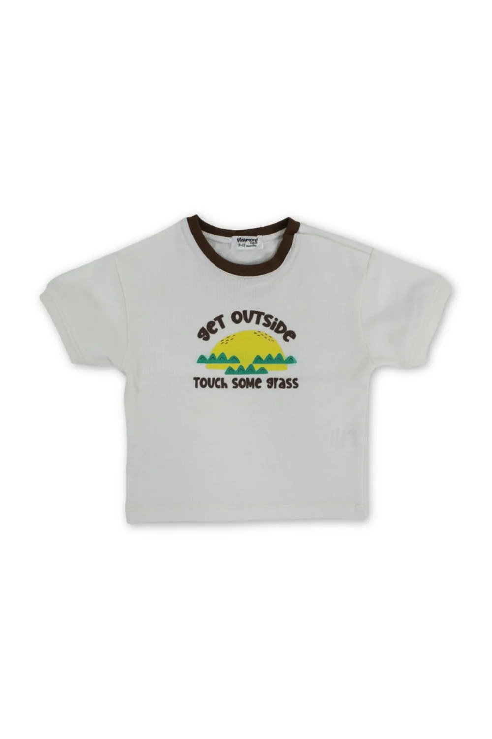 baby boys cotton t-shirt – offwhite with "get outside" print