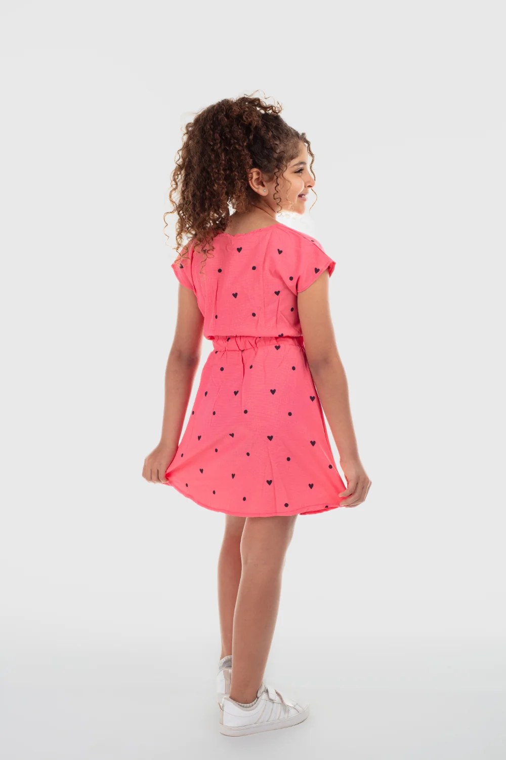 girls cotton dress – watermelon with hearts print