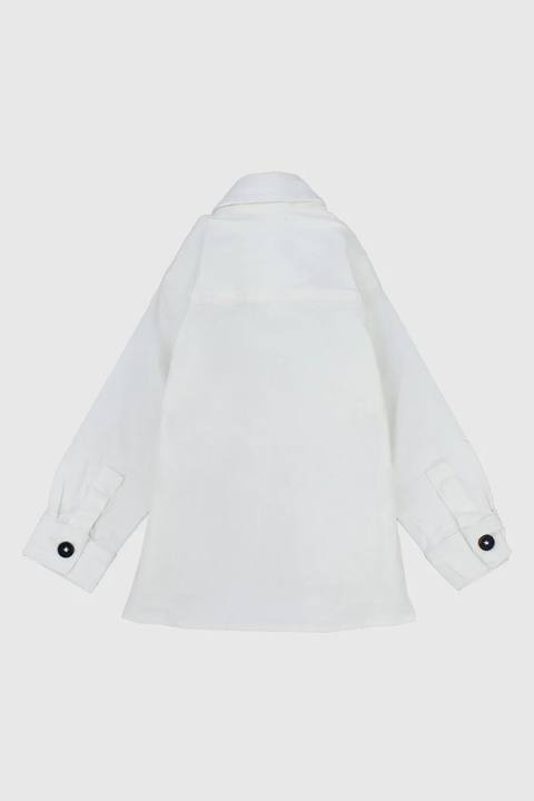 unisex white long-sleeved overshirt