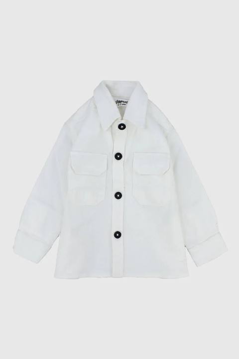 unisex white long-sleeved overshirt