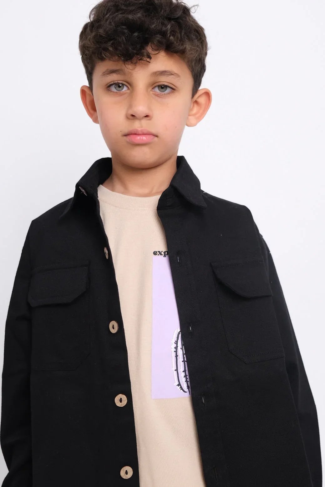 black long-sleeved overshirt