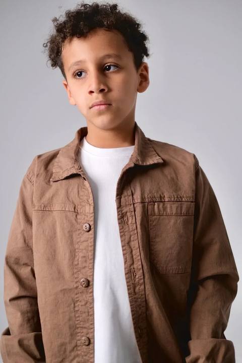 unisex "explore the outdoors" gabardine shirt – brown