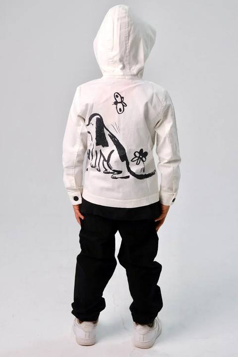 unisex dog-printed gabardine jacket – offwhite