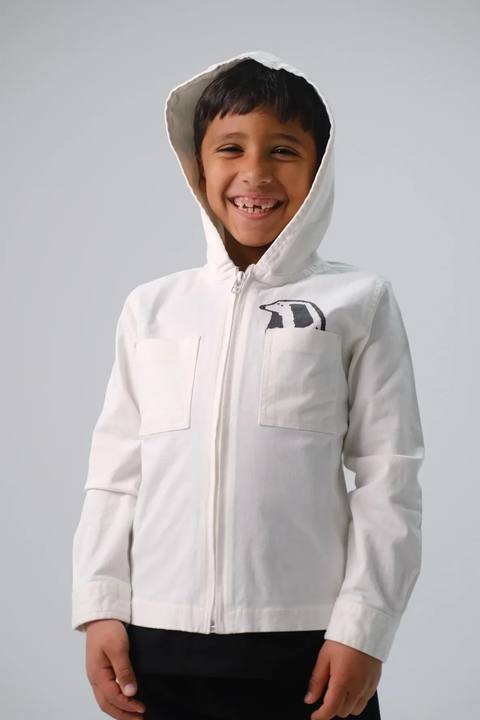 unisex dog-printed gabardine jacket – offwhite