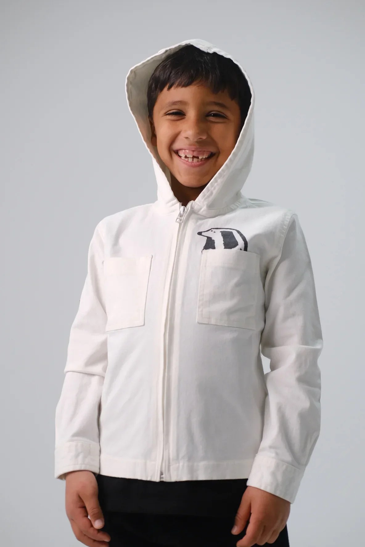 unisex dog-printed gabardine jacket – offwhite