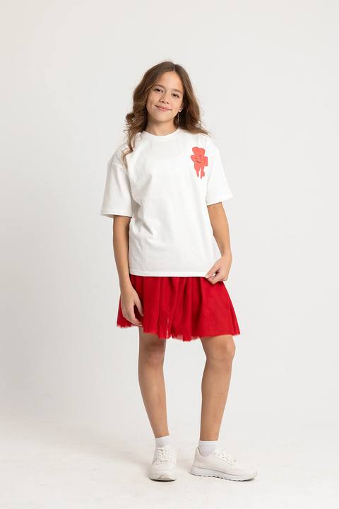 girls tulle skort – red