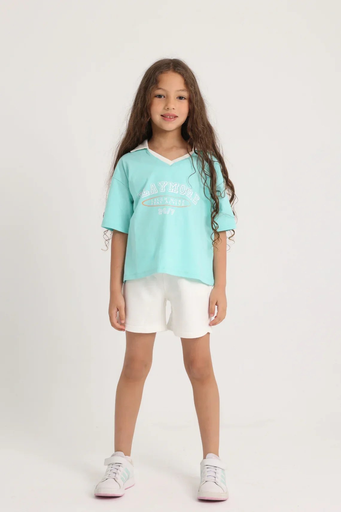 unisex cotton t-shirt – aqua "playmore" print