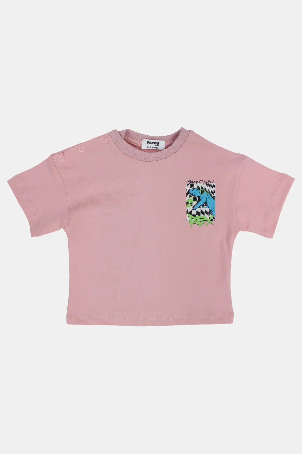 unisex baby dustypink "tyranosaurus rex" cotton t-shirt
