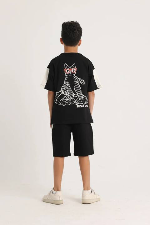 unisex kids cotton outfit set – black